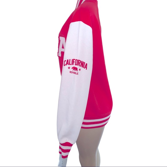 San Francisco Letterman Varsity Jacket California Coral Fuchsia Pink Coat - Picture 6 of 15